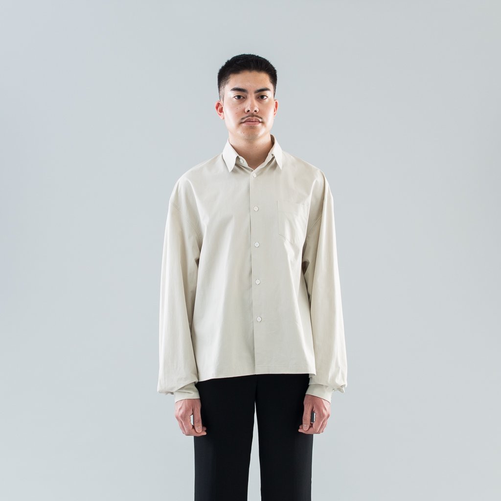DROP-SHOULDER SHIRT - BEIGE