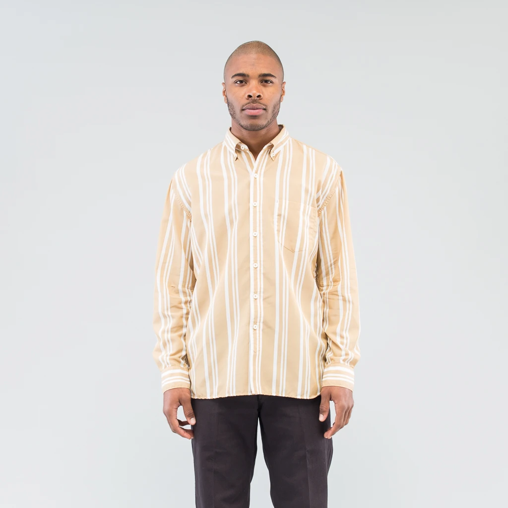 DWELLER B.D SHIRT RELAXED FIT C/T/P TUSSAH STRIPE - BEIGE